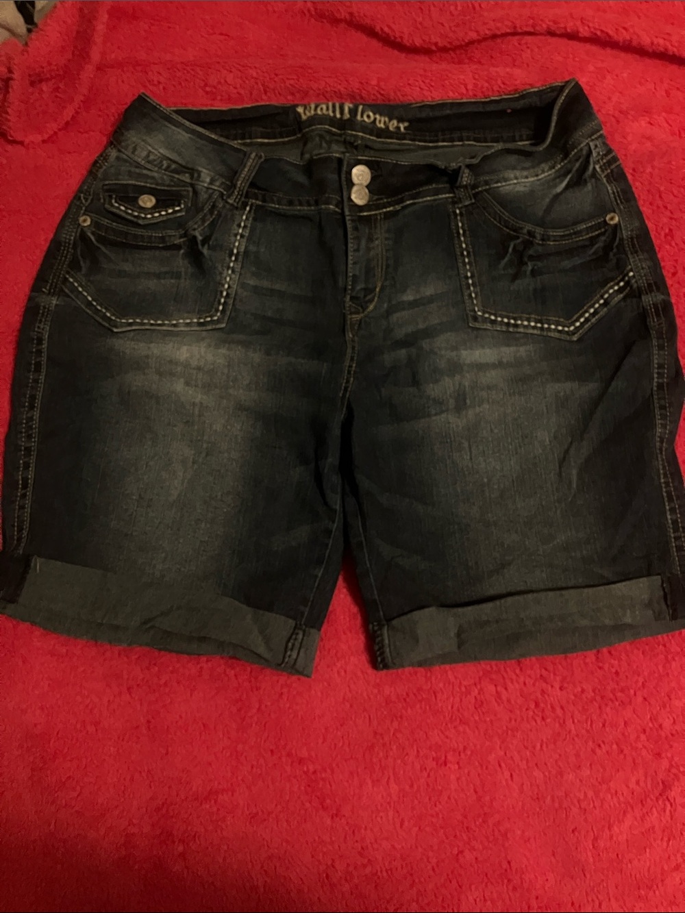 Wallflower Dark Blue Roll-Cuff Denim Shorts Juniors 18 Womans 16